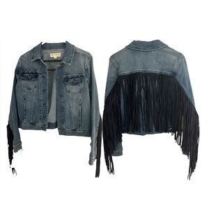NWT Idyllwind FringeDark Wash Denim Jacket Women’s Size Medium